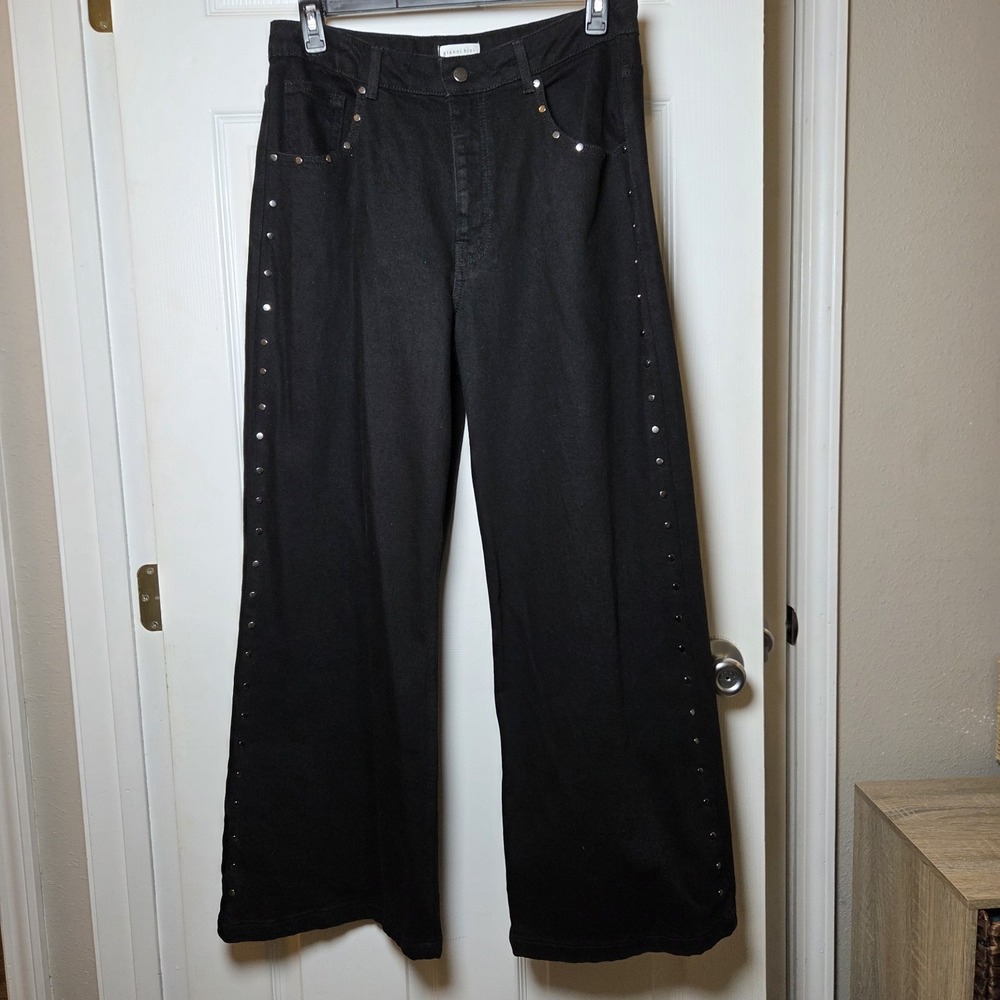 Gianni Bini sz 31 wide leg studded jeans NWT stretch pockets casual whimsigoth